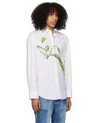 Chemise à manches longues imprimée blanche MSGM