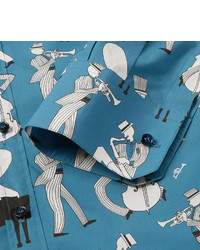 Chemise à manches longues imprimée bleu canard Dolce & Gabbana