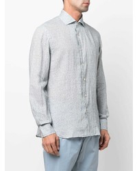 Chemise à manches longues imprimée bleu clair Corneliani