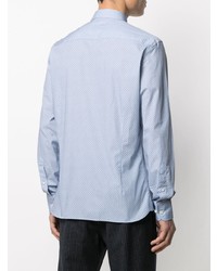 Chemise à manches longues imprimée bleu clair Hackett