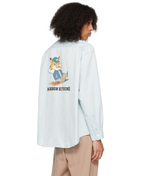 Chemise à manches longues imprimée bleu clair MAISON KITSUNÉ