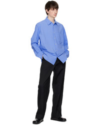 Chemise à manches longues imprimée bleu clair Solid Homme