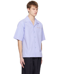 Chemise à manches longues imprimée bleu clair Marni