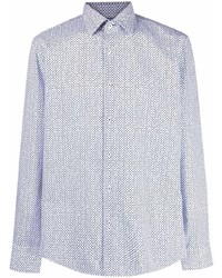 Chemise à manches longues imprimée bleu clair BOSS