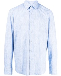 Chemise à manches longues imprimée bleu clair BOSS