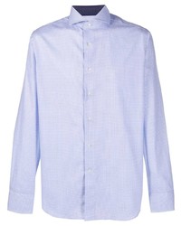 Chemise à manches longues imprimée bleu clair Canali