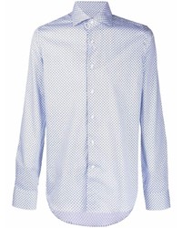 Chemise à manches longues imprimée bleu clair Canali