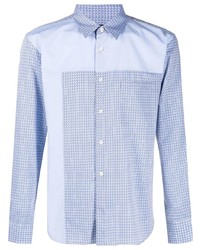 Chemise à manches longues imprimée bleu clair Comme des Garcons Homme Deux