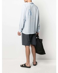 Chemise à manches longues imprimée bleu clair Stussy