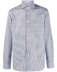 Chemise à manches longues imprimée bleu clair Corneliani