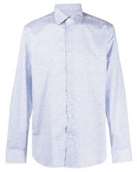 Chemise à manches longues imprimée bleu clair Corneliani