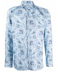 Chemise à manches longues imprimée bleu clair Etro