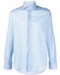Chemise à manches longues imprimée bleu clair Fedeli
