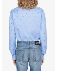 Chemise à manches longues imprimée bleu clair Gucci