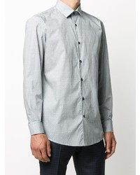 Chemise à manches longues imprimée bleu clair Salvatore Ferragamo