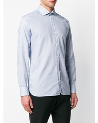 Chemise à manches longues imprimée bleu clair Z Zegna