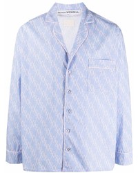 Chemise à manches longues imprimée bleu clair Georges Wendell