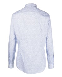 Chemise à manches longues imprimée bleu clair Corneliani