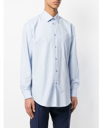Chemise à manches longues imprimée bleu clair Versace
