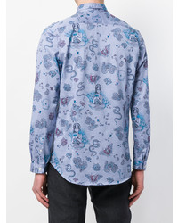 Chemise à manches longues imprimée bleu clair Etro