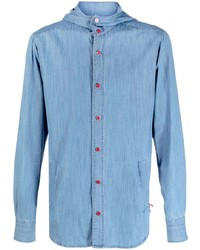 Chemise à manches longues imprimée bleu clair Kiton