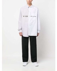 Chemise à manches longues imprimée bleu clair MM6 MAISON MARGIELA