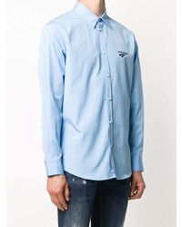 Chemise à manches longues imprimée bleu clair DSQUARED2