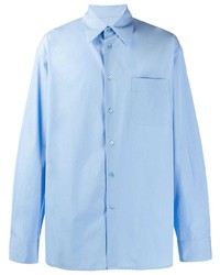 Chemise à manches longues imprimée bleu clair Marni