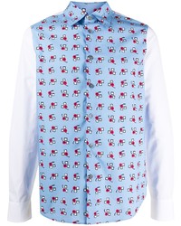 Chemise à manches longues imprimée bleu clair Marni