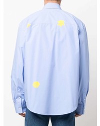 Chemise à manches longues imprimée bleu clair MSGM