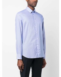 Chemise à manches longues imprimée bleu clair Canali