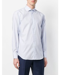 Chemise à manches longues imprimée bleu clair Canali