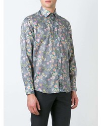 Chemise à manches longues imprimée bleu clair Etro