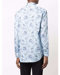 Chemise à manches longues imprimée bleu clair Etro