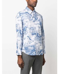Chemise à manches longues imprimée bleu clair Thom Browne