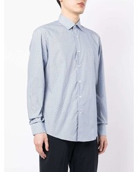 Chemise à manches longues imprimée bleu clair Salvatore Ferragamo