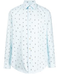 Chemise à manches longues imprimée bleu clair Paul Smith