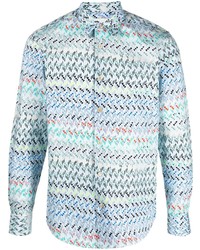 Chemise à manches longues imprimée bleu clair Paul Smith