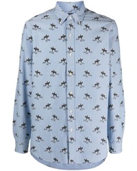 Chemise à manches longues imprimée bleu clair Polo Ralph Lauren