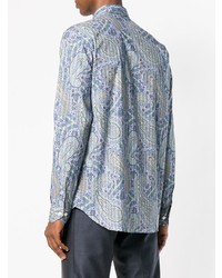 Chemise à manches longues imprimée bleu clair Etro