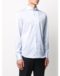 Chemise à manches longues imprimée bleu clair Canali