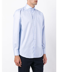 Chemise à manches longues imprimée bleu clair Canali