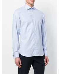 Chemise à manches longues imprimée bleu clair Canali