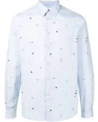 Chemise à manches longues imprimée bleu clair PS Paul Smith