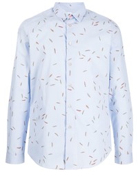 Chemise à manches longues imprimée bleu clair PS Paul Smith