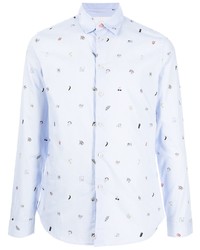 Chemise à manches longues imprimée bleu clair PS Paul Smith