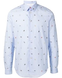 Chemise à manches longues imprimée bleu clair PS Paul Smith