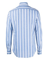 Chemise à manches longues imprimée bleu clair Corneliani