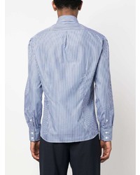 Chemise à manches longues imprimée bleu clair Brunello Cucinelli