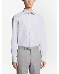 Chemise à manches longues imprimée bleu clair Zegna